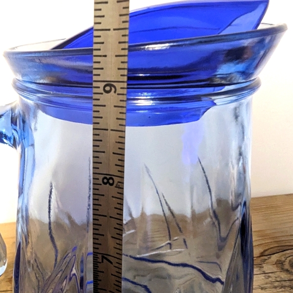 Bormioli Blue Glass Pitcher with two Glasses, made in Italy - Picture 8 of 10